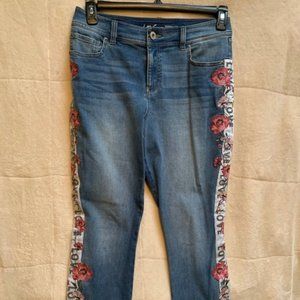 I.N.C. Floral Embroidered Love Denim Jeans